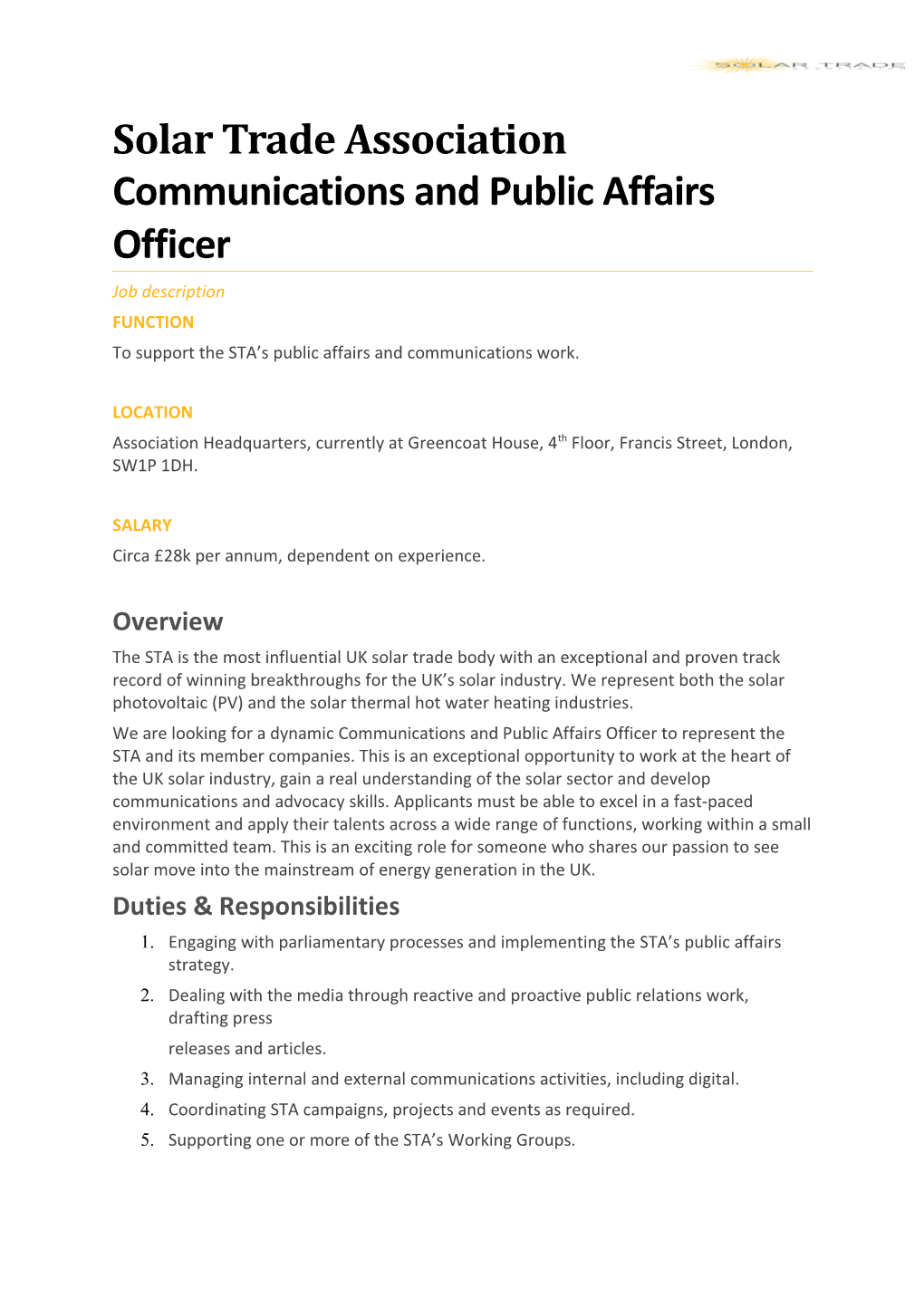 Communications and Public Affairs Officer