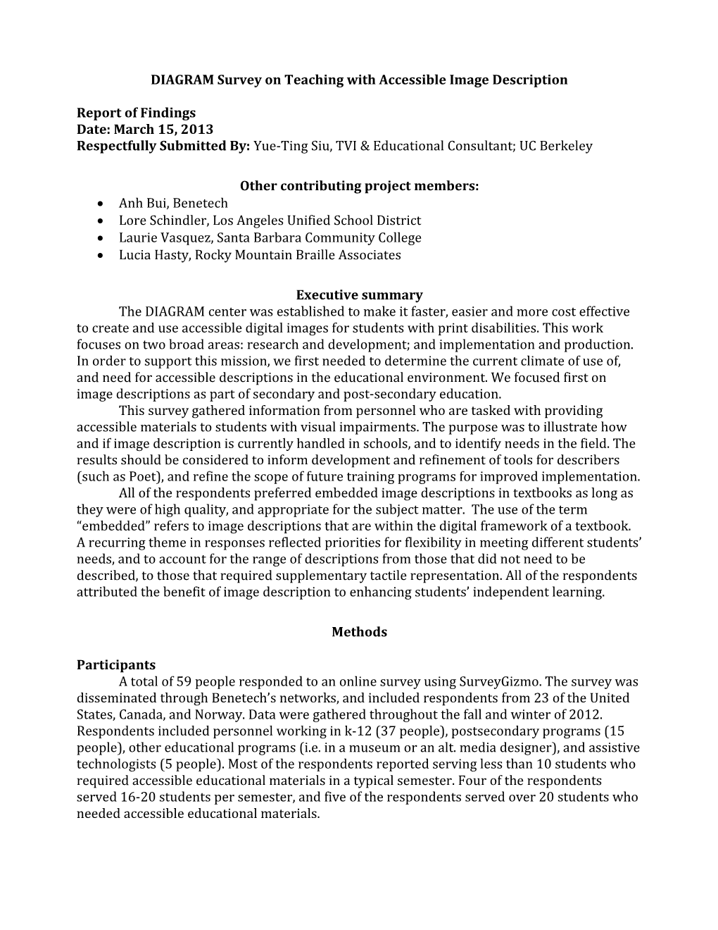 DIAGRAM Survey on Teaching with Accessible Image Description