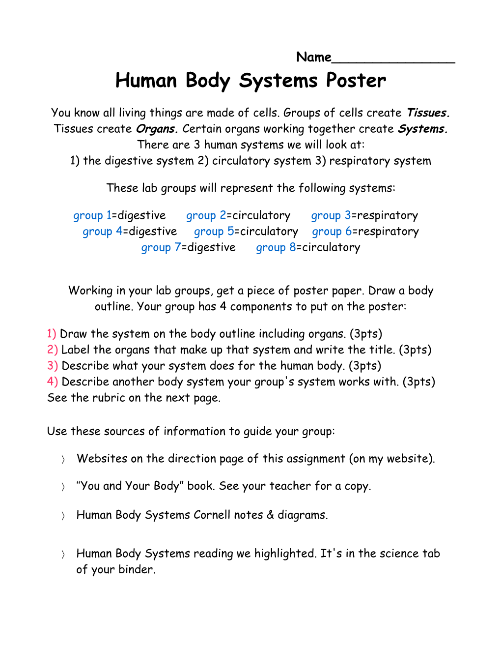 Human Body Systems Poster