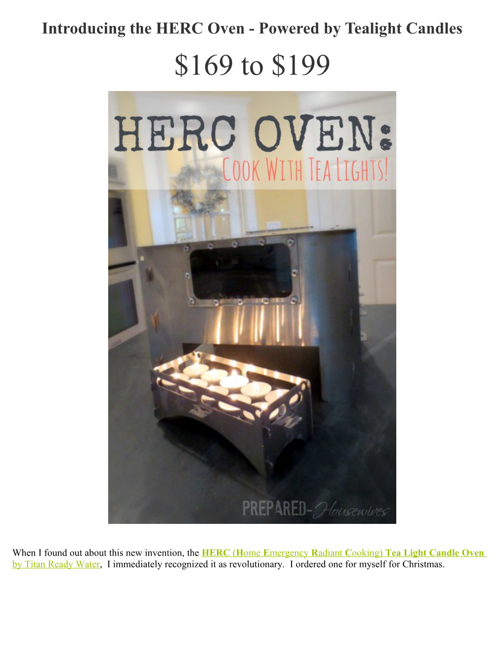 Introducing the HERC Oven - Powered by Tealight Candles