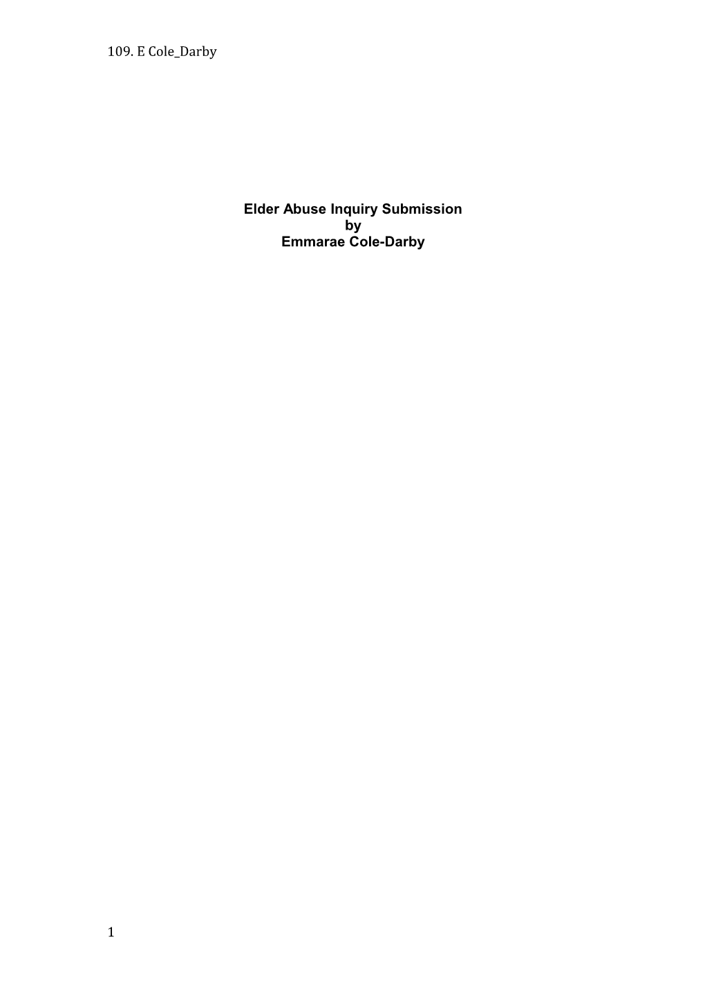 Elder Abuse Inquiry Submission