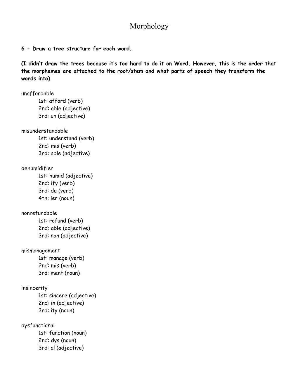 6 - Draw a Tree Structure for Each Word