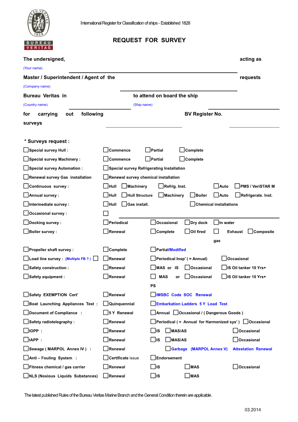 International Register for Classification of Ships - Established 1828