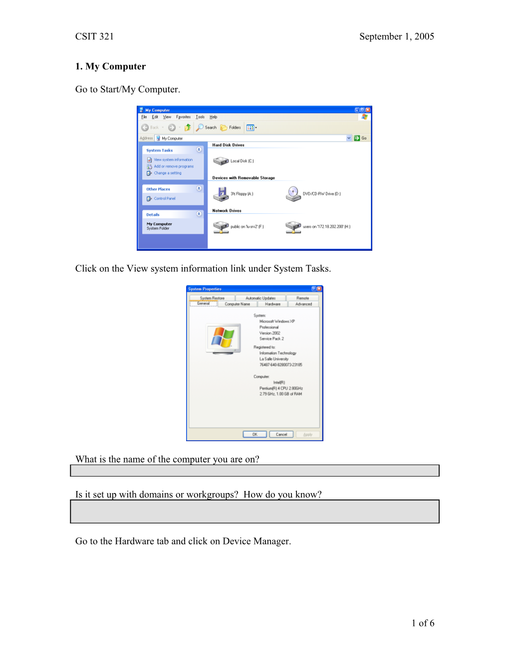 Click on the View System Information Link Under System Tasks