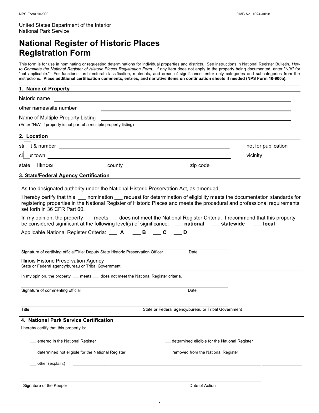 NPS Form 10 900 OMB No. 1024 0018