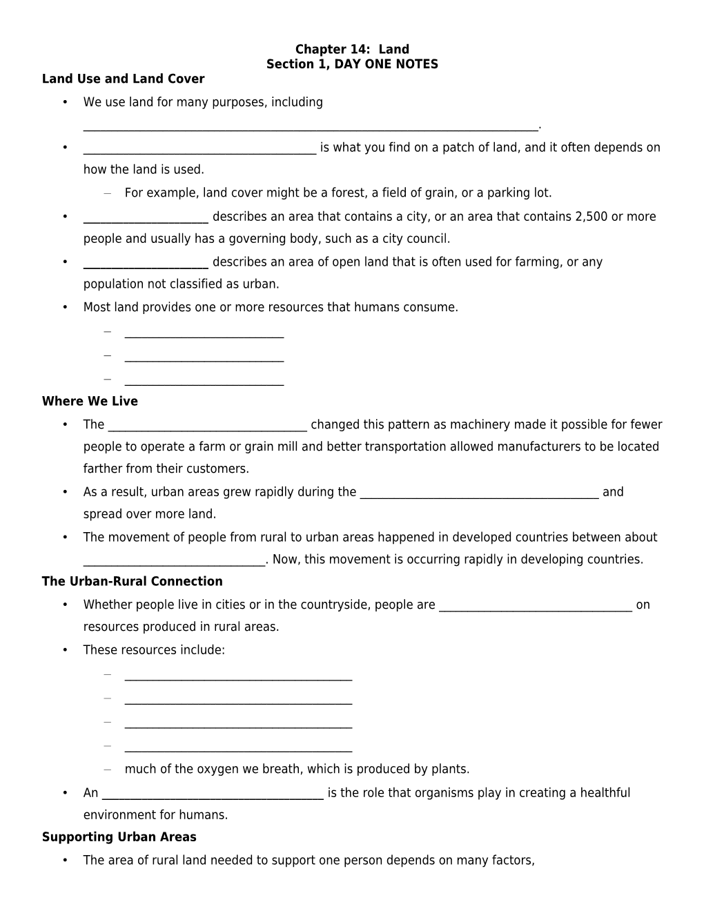 Section 1, DAY ONE NOTES