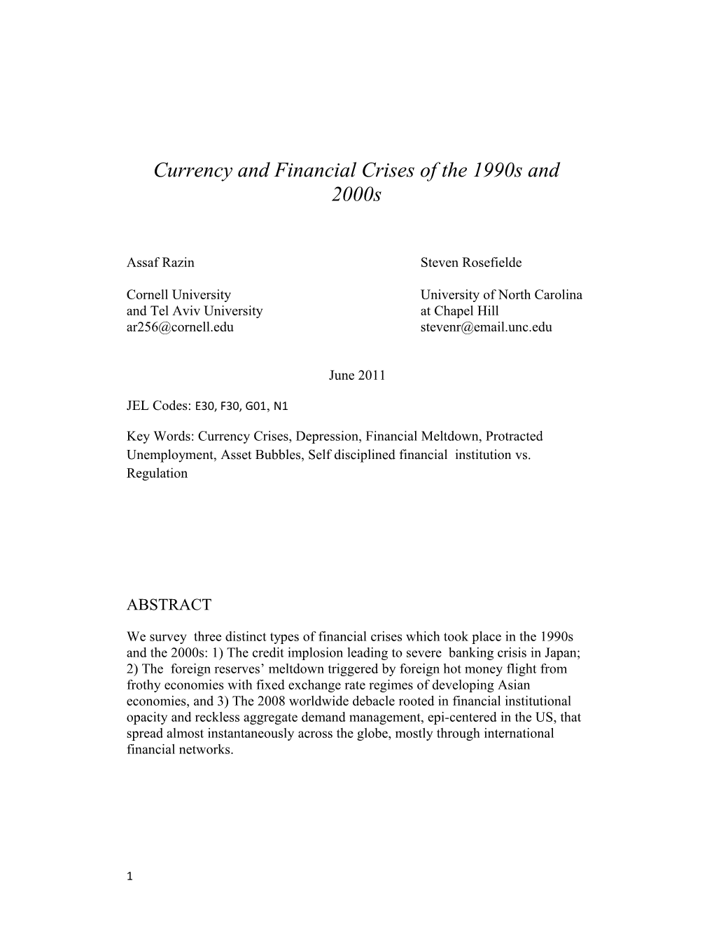 Currency And Financial Crises Of The 1990S And 2000S?