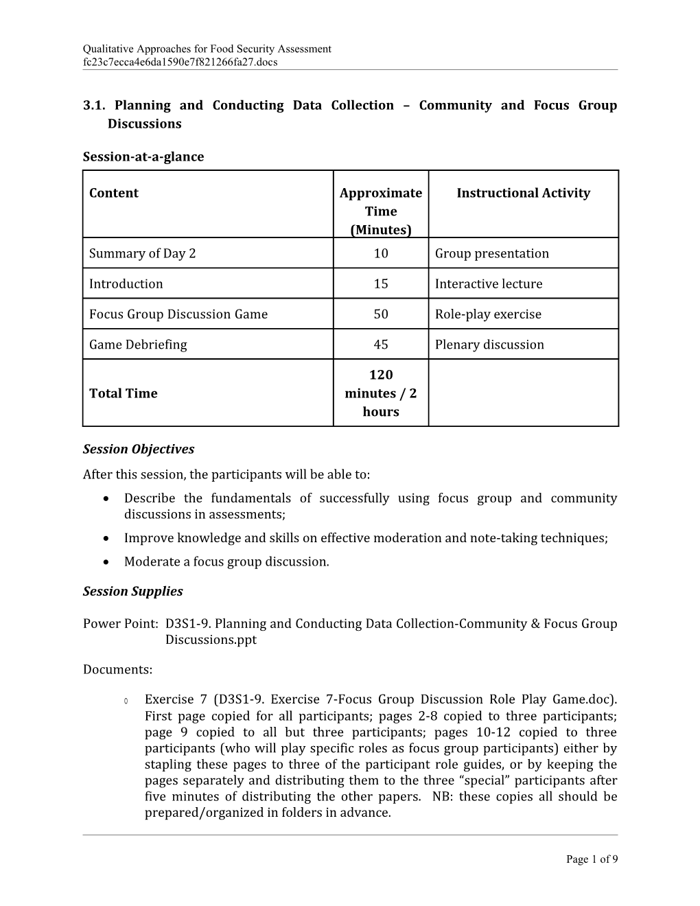 Qualitative Approaches for Food Security Assessment