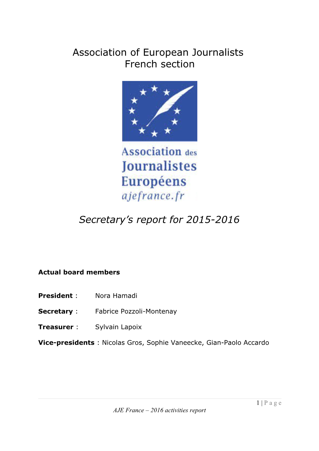 Association Of European Journalists - French Section