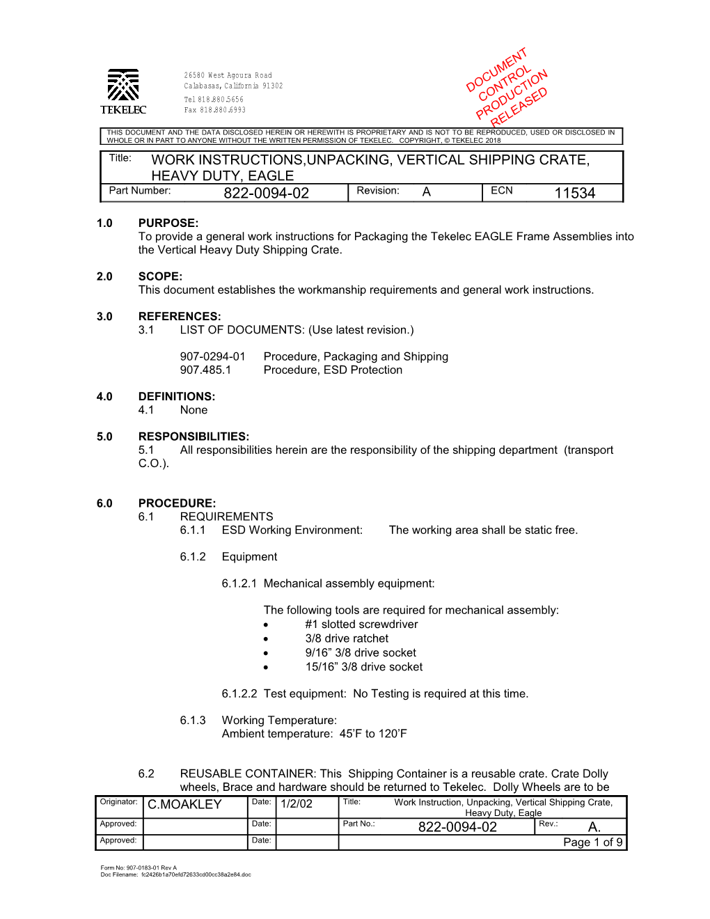 This Document Establishes the Workmanship Requirements and General Work Instructions s2