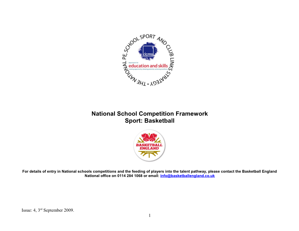 England Basketball/ Esbba Competitions Framework