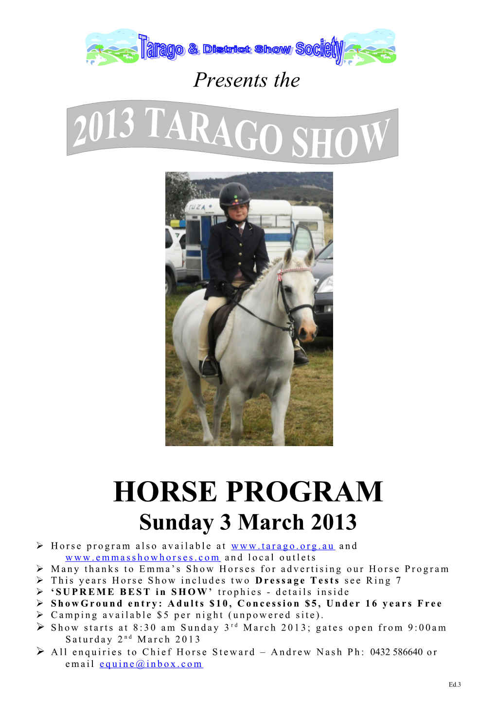 Tarago Show Program