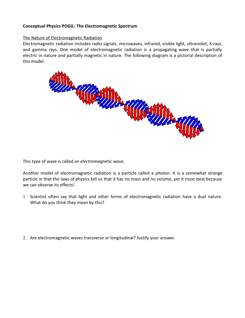 Conceptual Physics POGIL: the Electromagnetic Spectrum