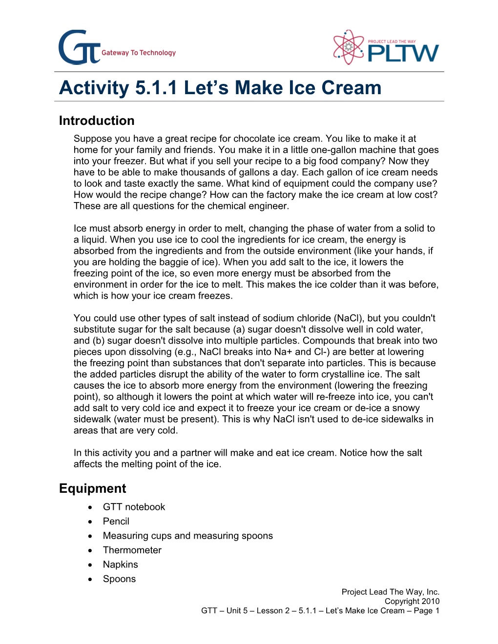 Activity 5.1.1 Let's Make Ice Cream
