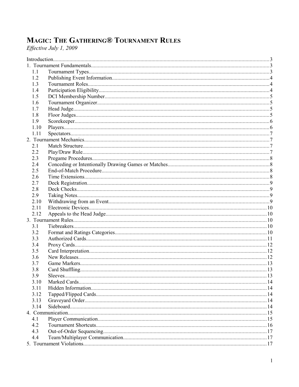 Magic: the Gathering Tournament Rules s1