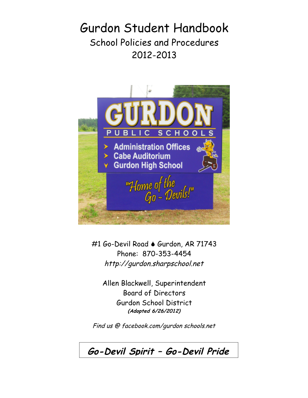 Gurdon Student Handbook