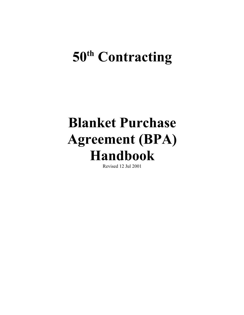 Blanket Purchase Agreement (Bpa)