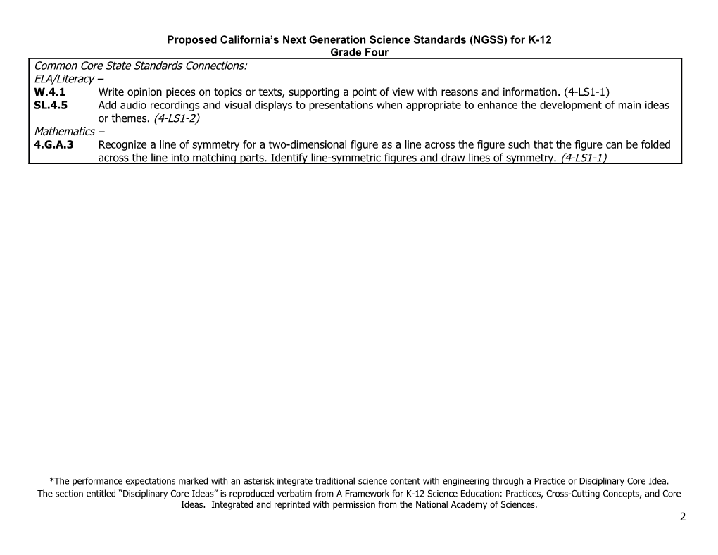 Proposed Grade 4 Standards - NGSS (CA Dept of Education)