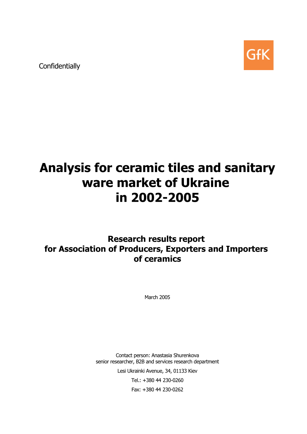 Research Results Report for Association of Producers, Exporters and Importers of Ceramics