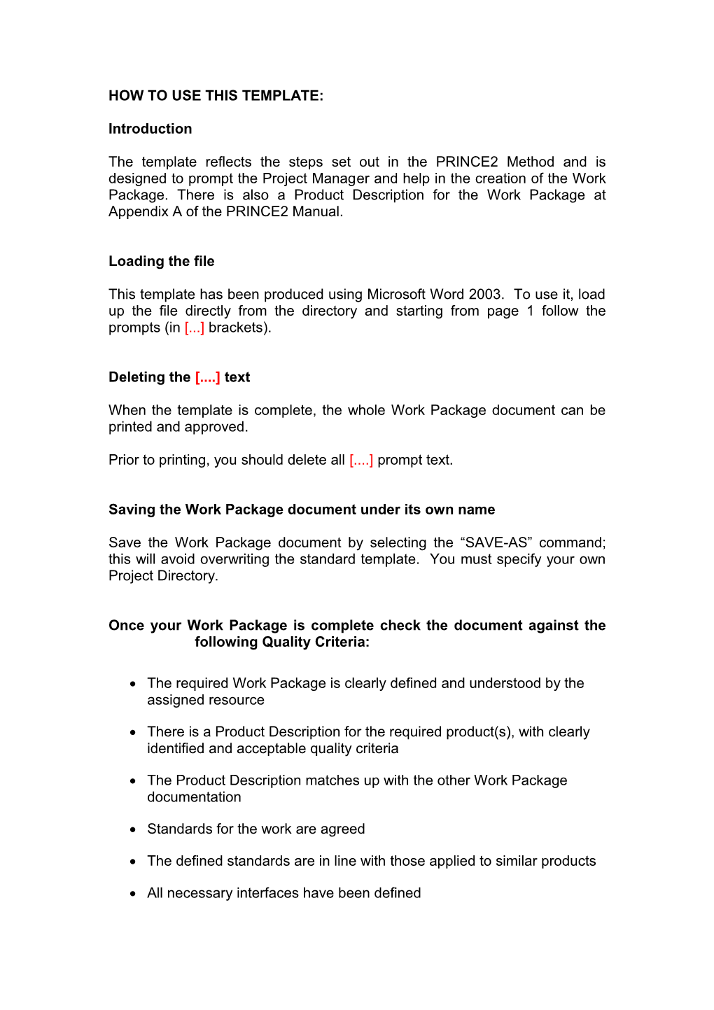 Work Package Template