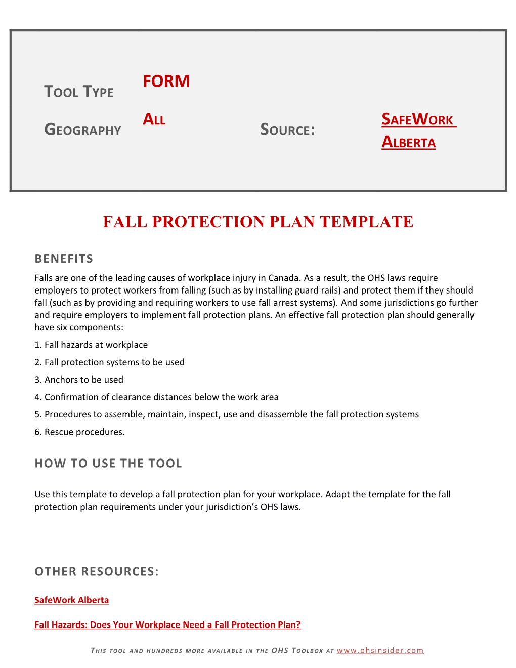 Fall Protection Plan Template