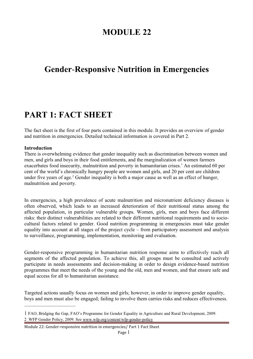 Gender-Responsive Nutrition in Emergencies