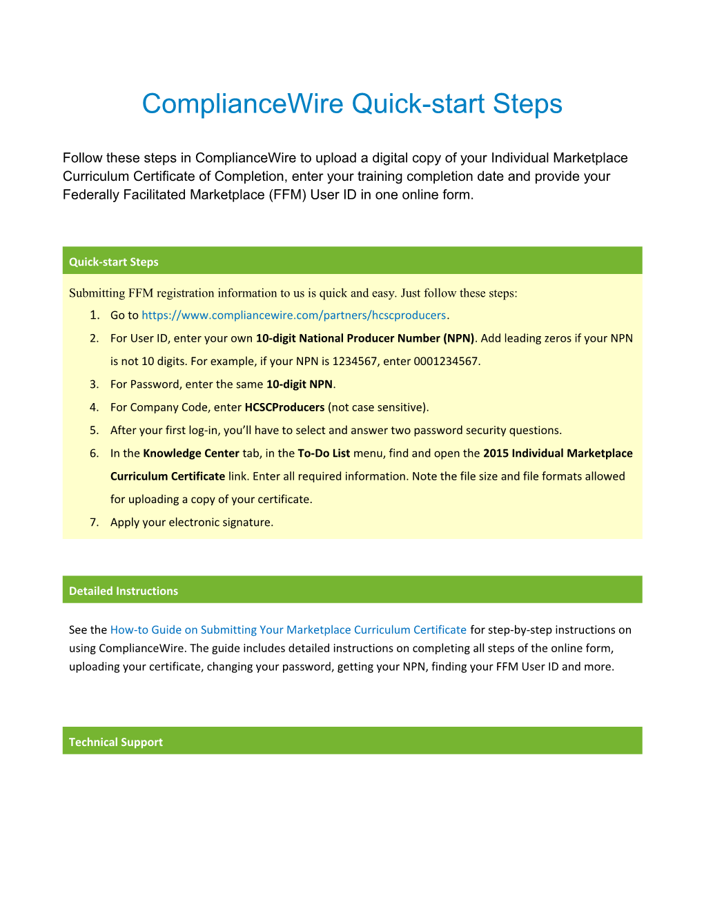 Compliancewire Quick-Start Steps