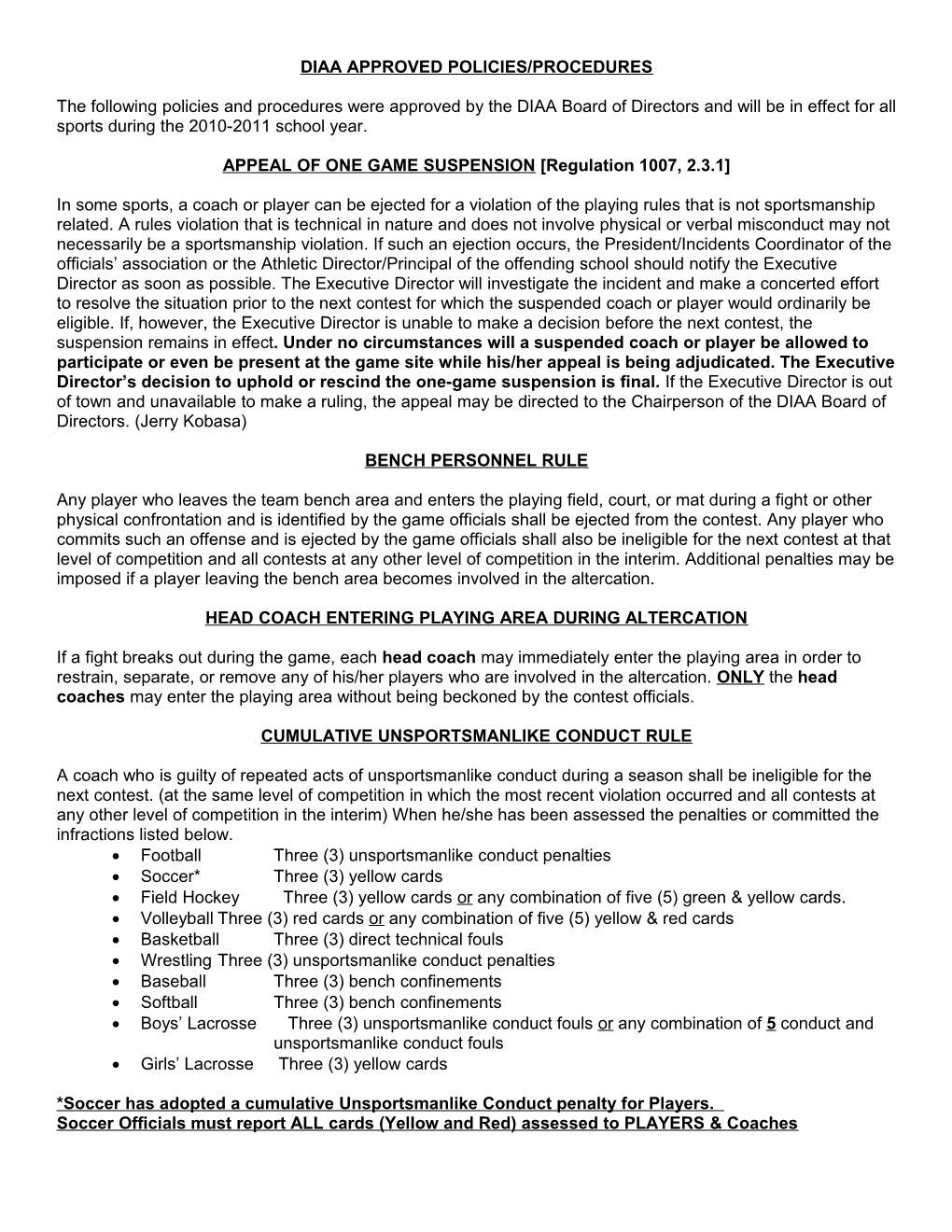 Diaa Approved Policies/Procedures