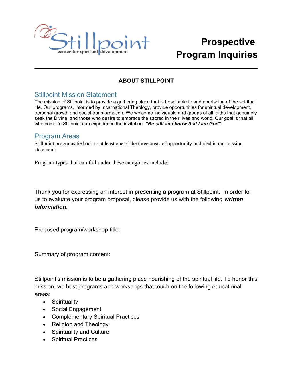 Program Inquiries