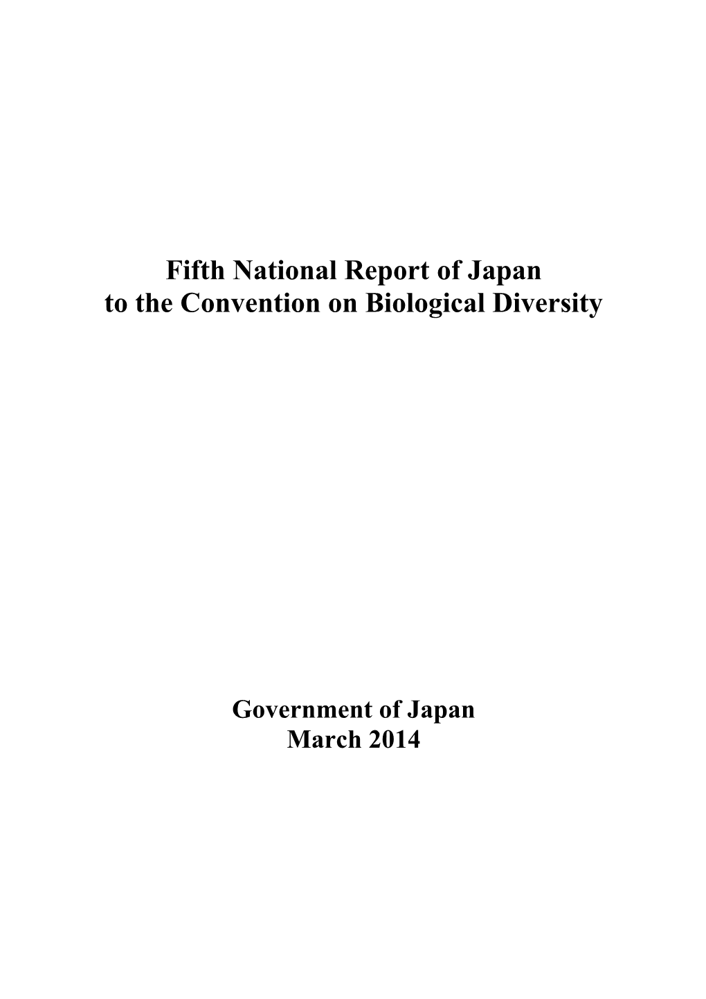 CBD Fifth National Report - Japan (English Version)