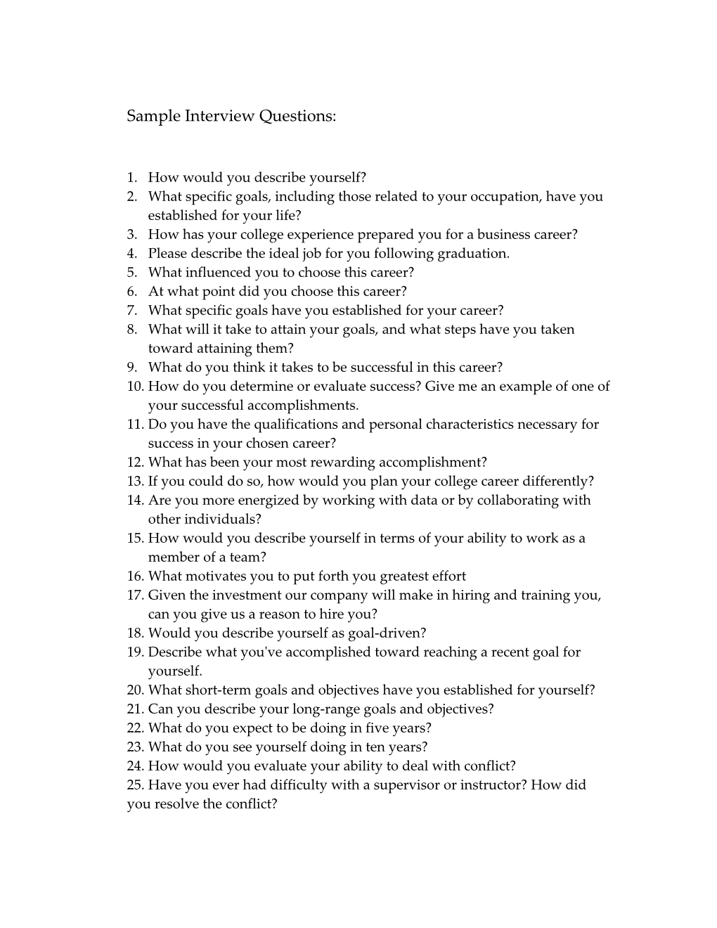 Sample Interview Questions s2