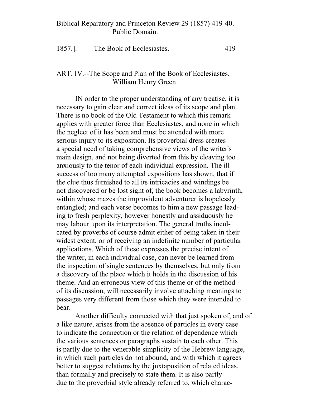 Biblical Reparatory and Princeton Review 29 (1957) 419-40