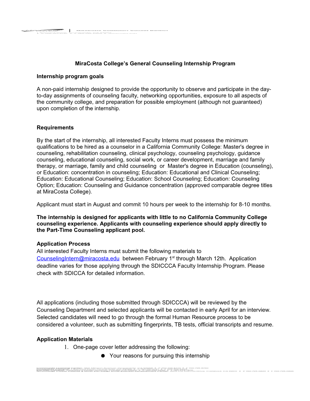 Miracosta College S General Counseling Internship Program