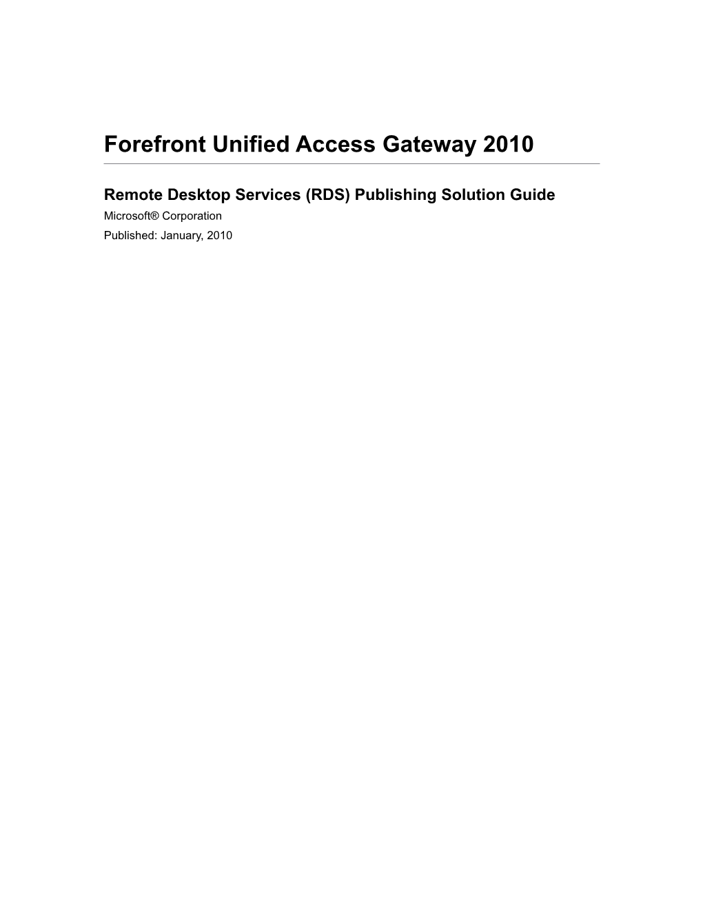 Forefront Unified Access Gateway 2010