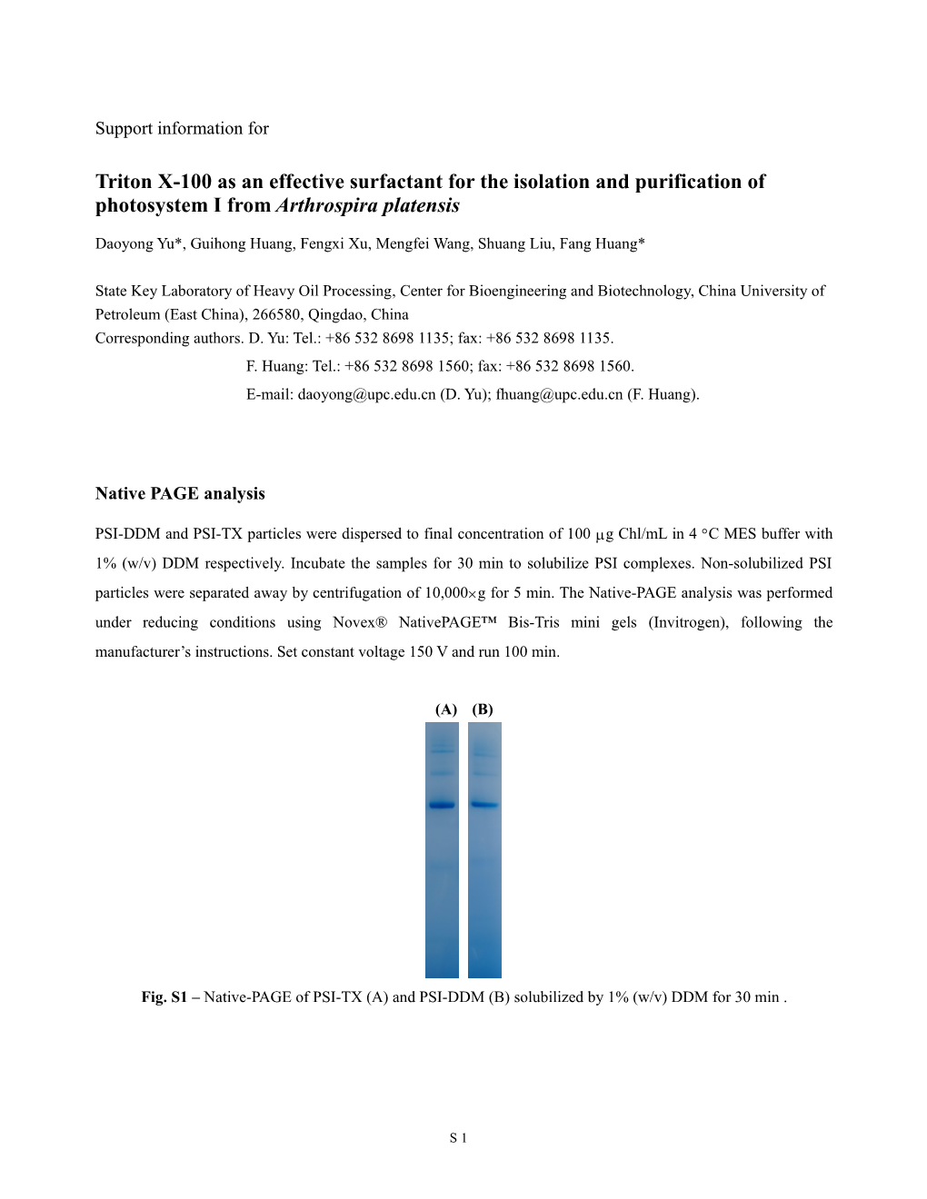 Triton X-100 As an Effective Surfactant for the Isolation and Purification of Photosystem