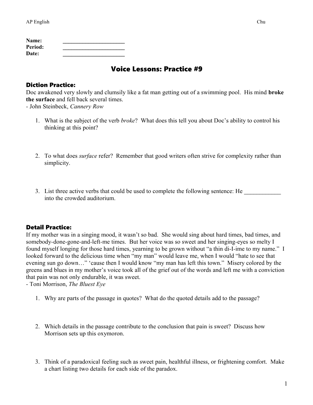 Voice Lessons: Practice #9