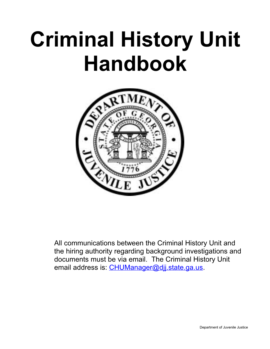 Criminal History Unit