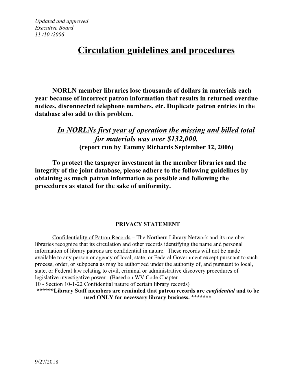 Circulation Guidelines and Procedures