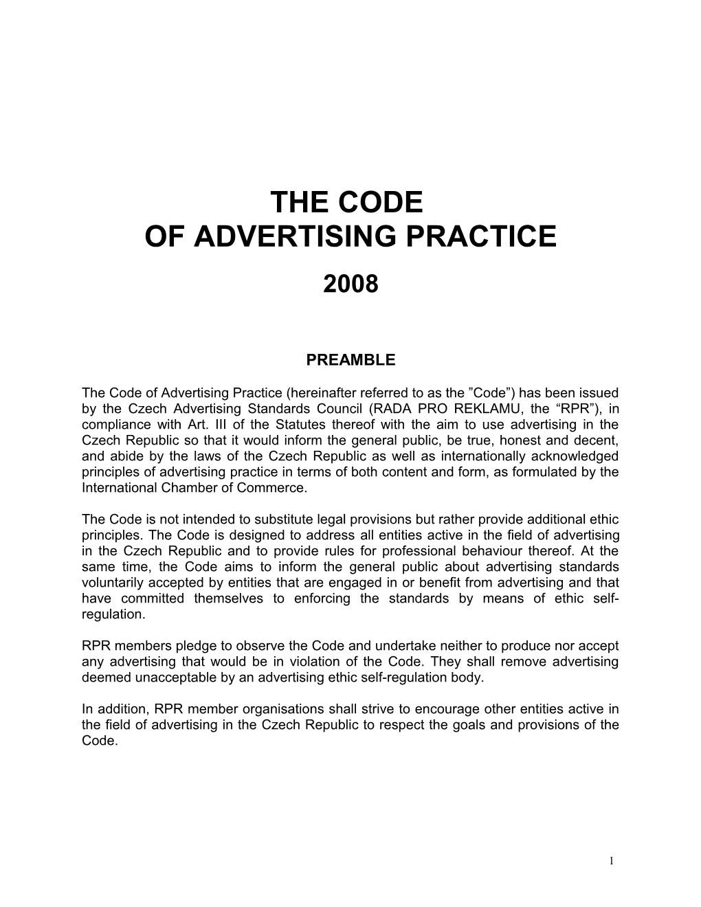 Principles of the Ethic Advertising Practices As Valid in the C
