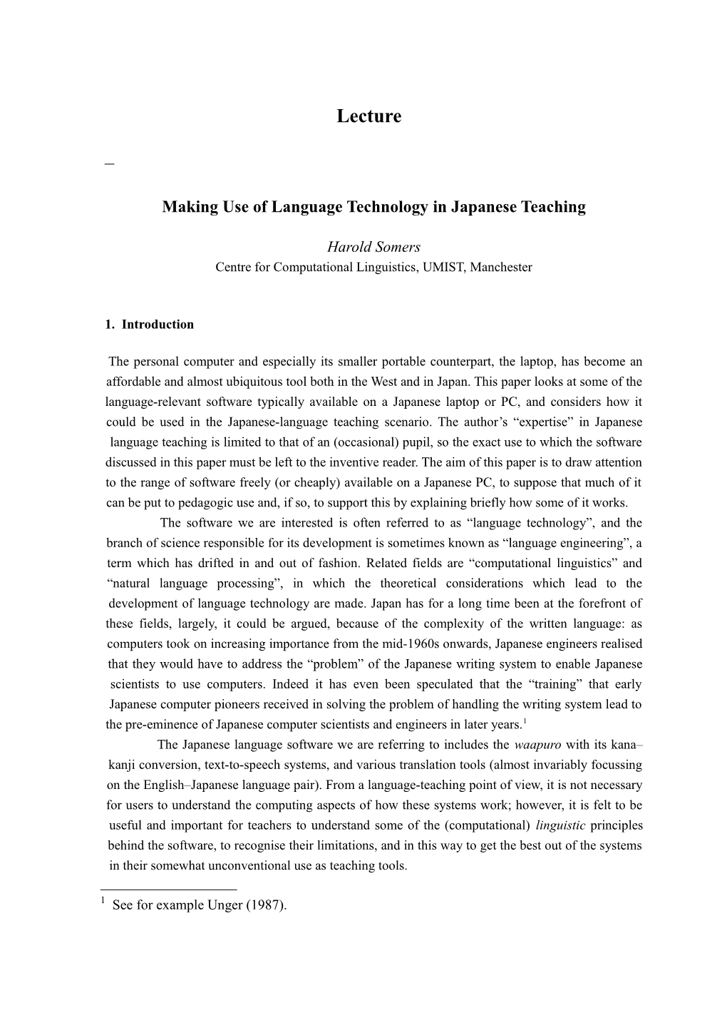 Making Use of Language Technology in Japanese Teaching