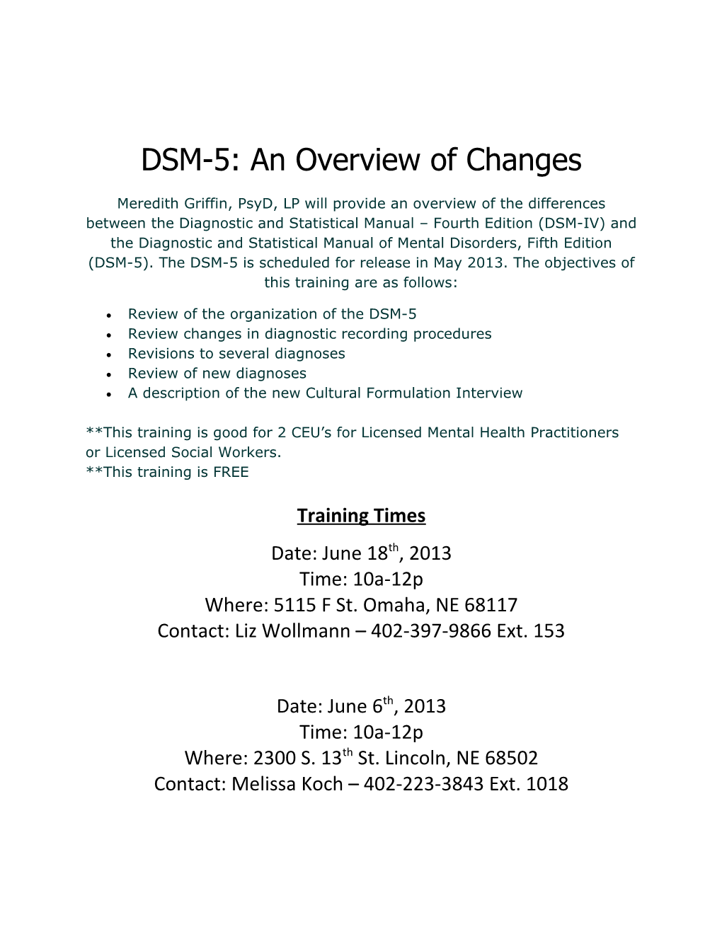 DSM-5: an Overview of Changes