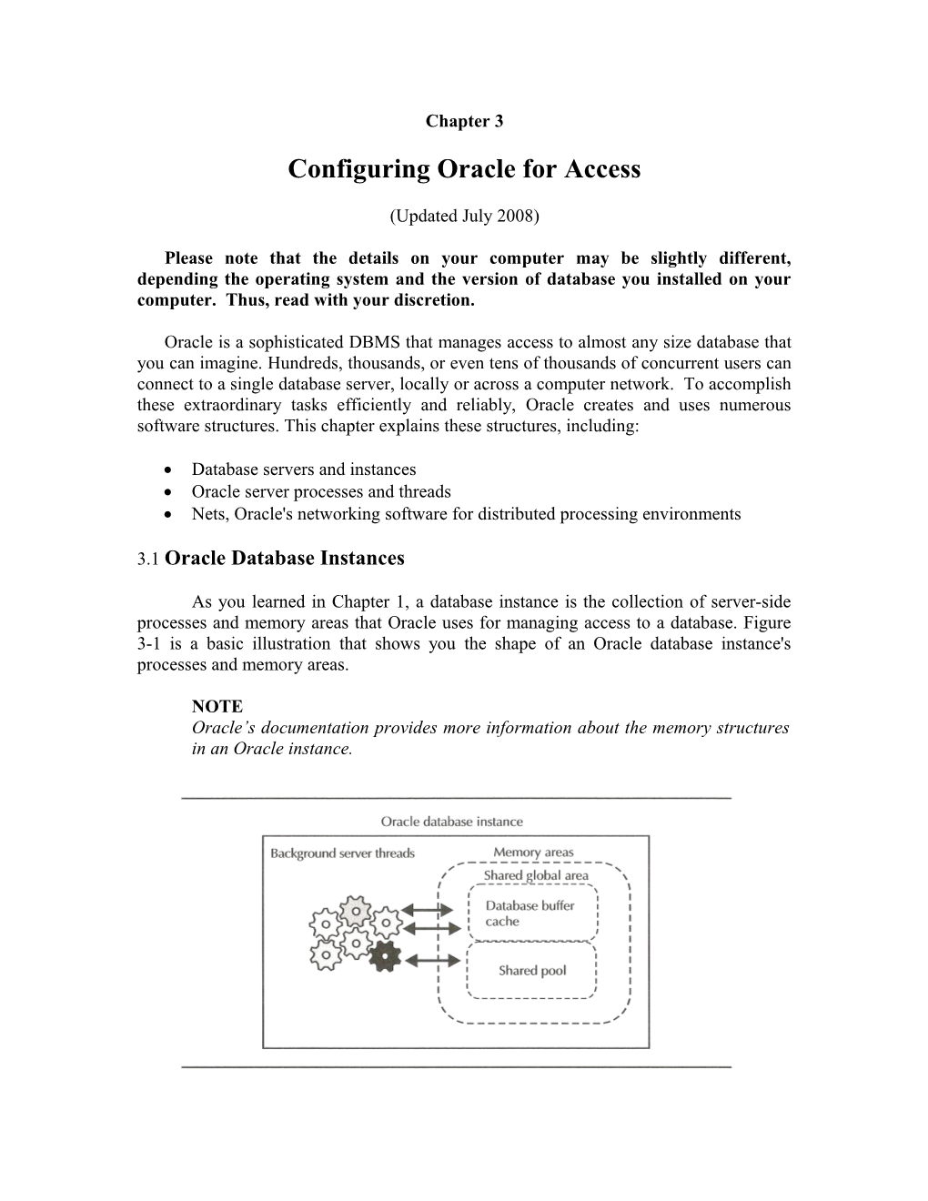 Configuring Oracle for Access