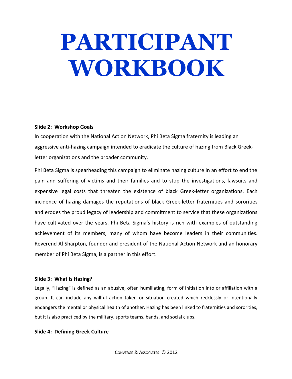 Participant Workbook