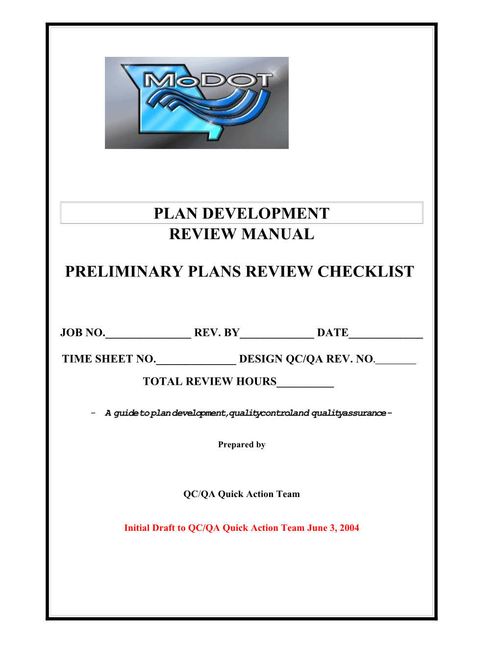 Preliminary Plans Review Checklist