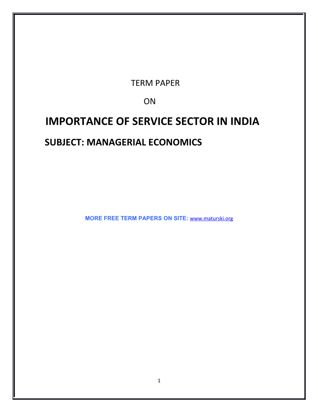 Importance of Service Sector in India