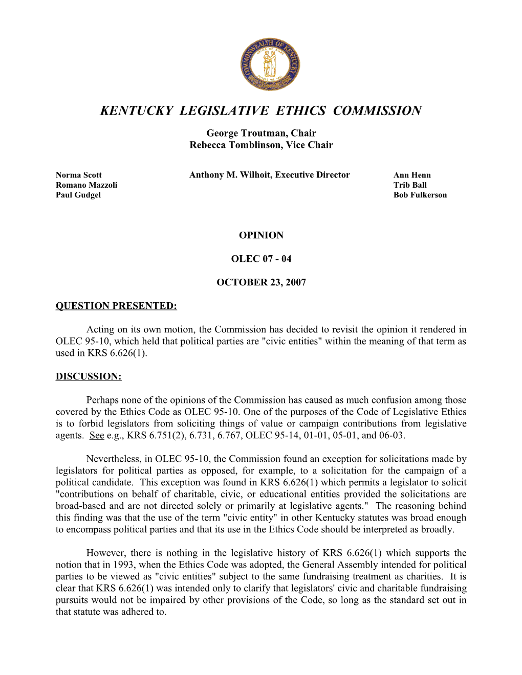 Kentucky Legislative Ethics Commission