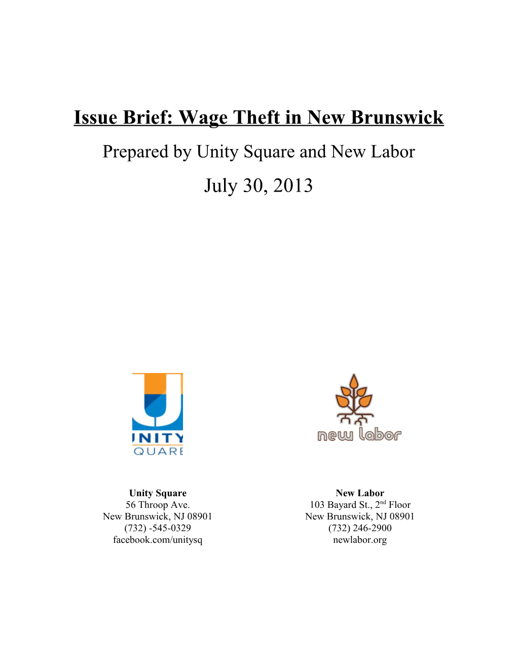 Issue Brief: Wage Theft in New Brunswick