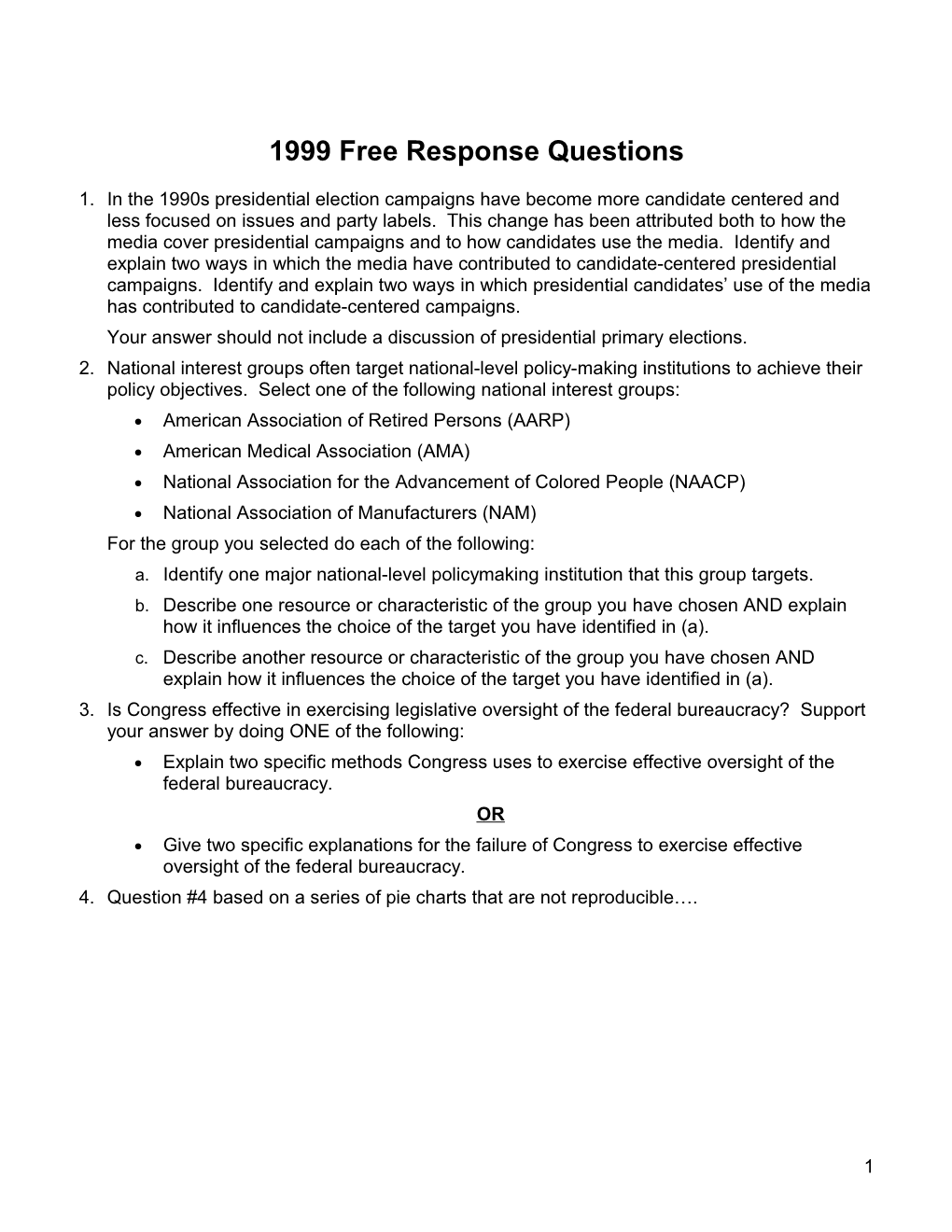 1999 Free Response Questions