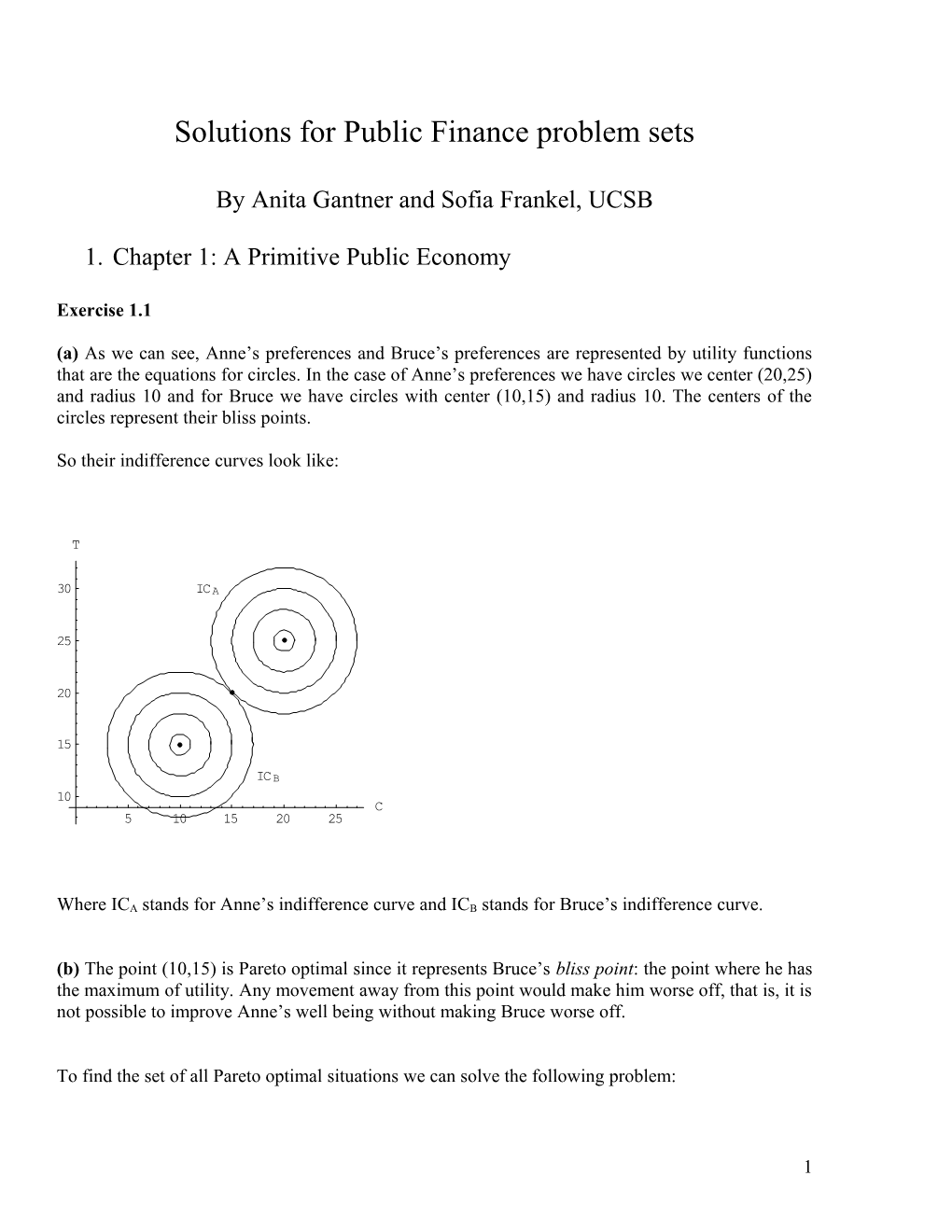 Solutions for Public Finance Problem Sets