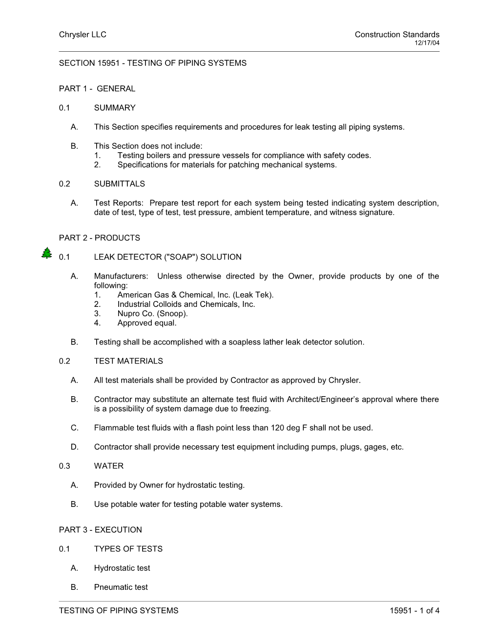 Chrysler LLC Construction Standards s12